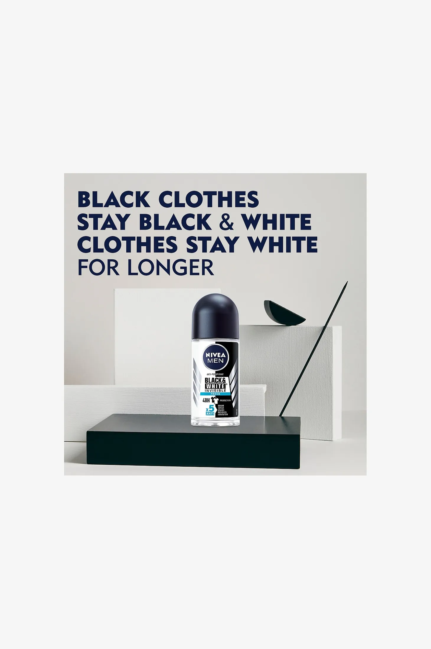 Antiperspirantti Deo Roll on Black & White Fresh 50 ml