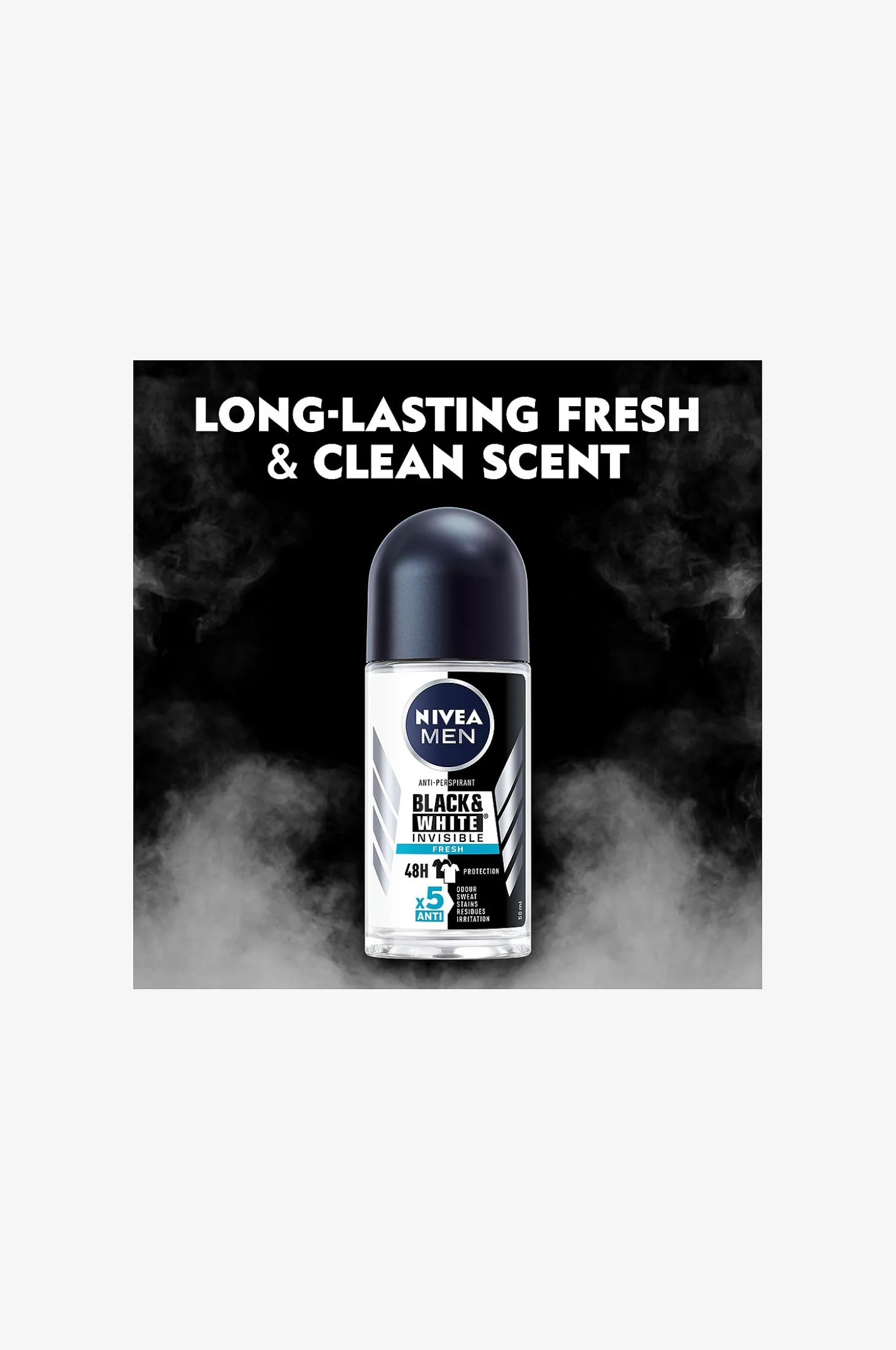 Antiperspirantti Deo Roll on Black & White Fresh 50 ml