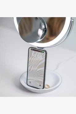 Bathroom Wireless Charger with Mirror Round LED 8 inch