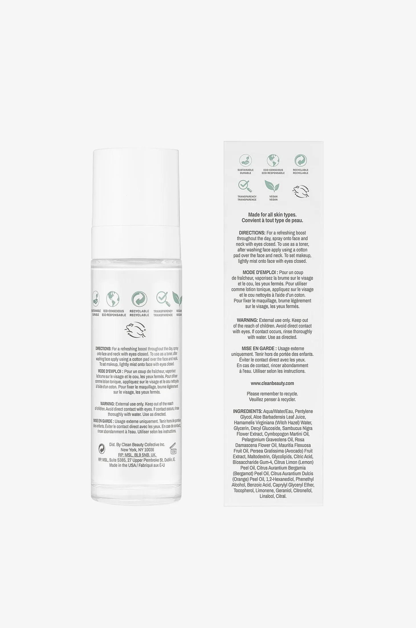 Clean Reserve Elderflower Face Mist 50 ml