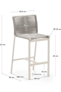 Culip-ulkoilujakkara köysinarusta ja valkoisesta alumiinista, 65 cm.