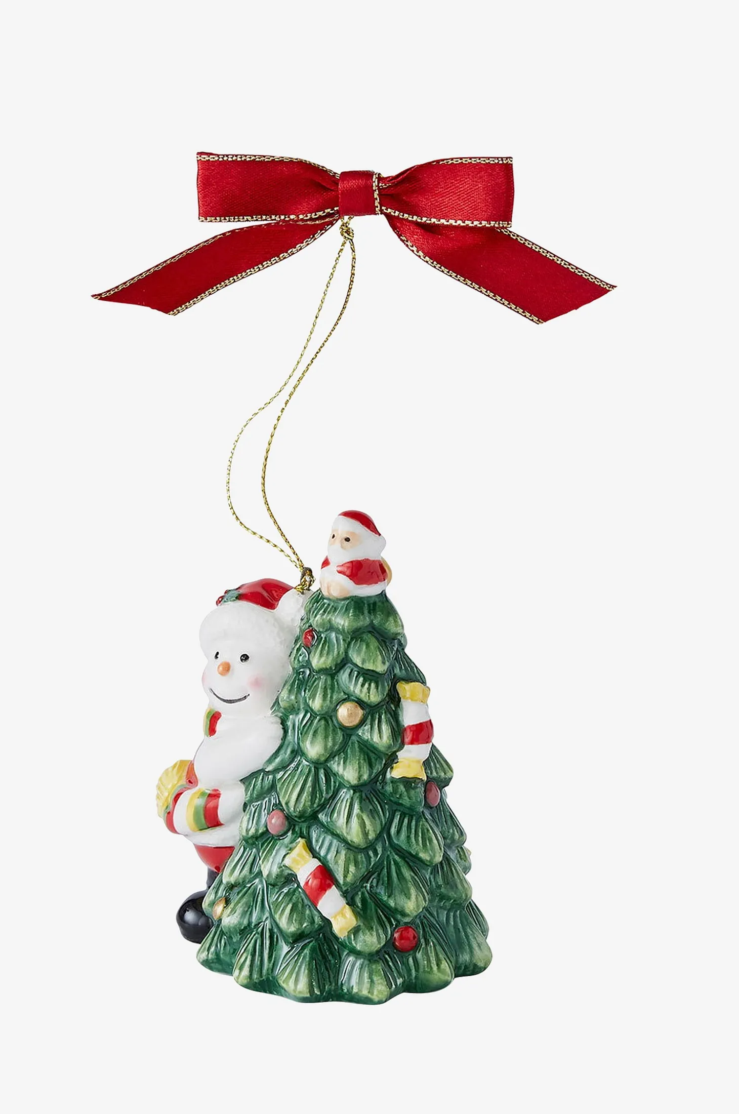 Joulukuusenkoriste Tree Hugging Snowman Christmas Tree, korkeus 9 cm