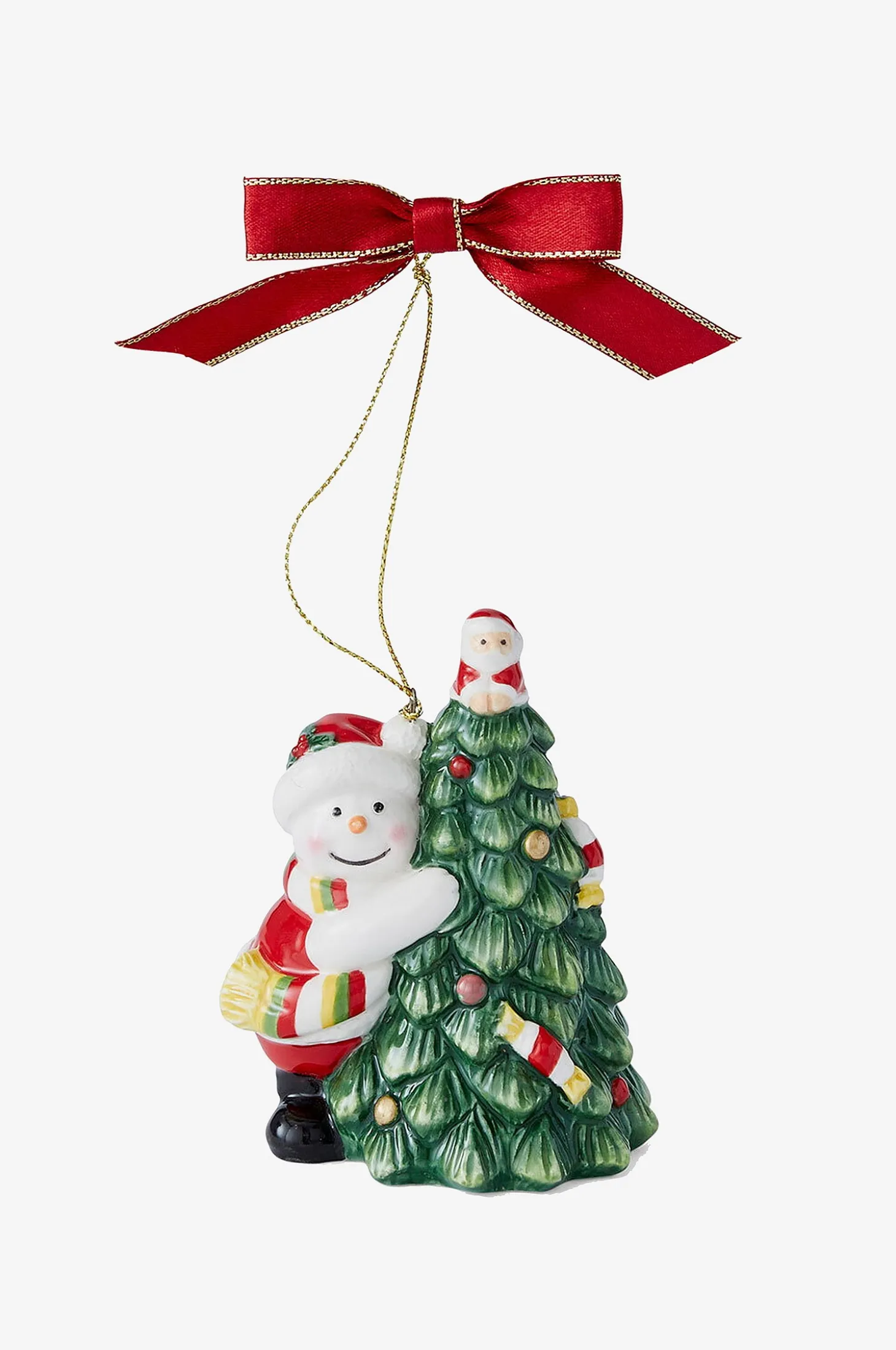 Joulukuusenkoriste Tree Hugging Snowman Christmas Tree, korkeus 9 cm
