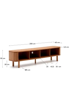 Mailen 2-ovinen TV-teline tuhkaviilua, tumma pinta 200 x 50 cm