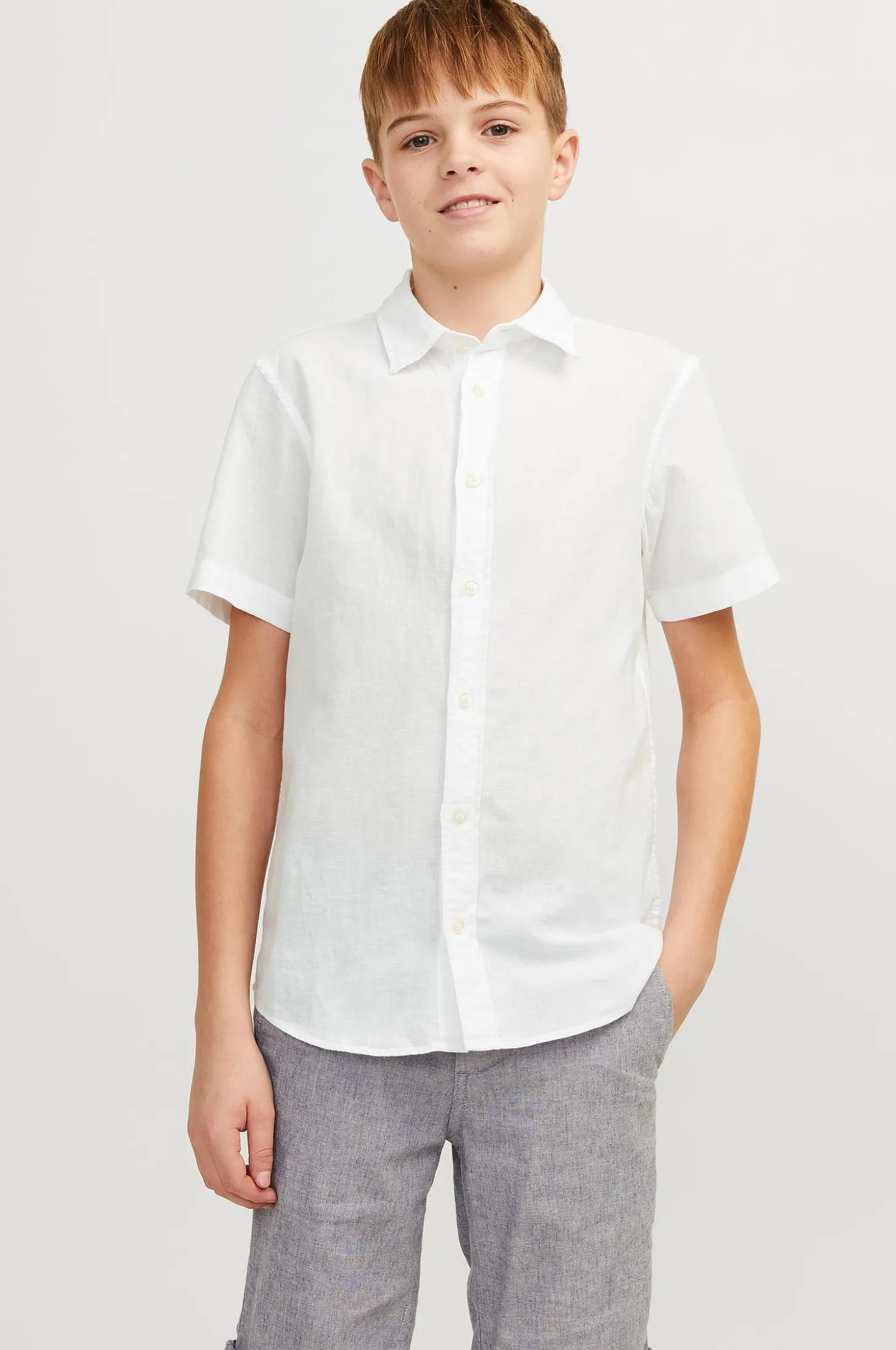 Paita jjeLinen Blend Shirt SS SN Jnr