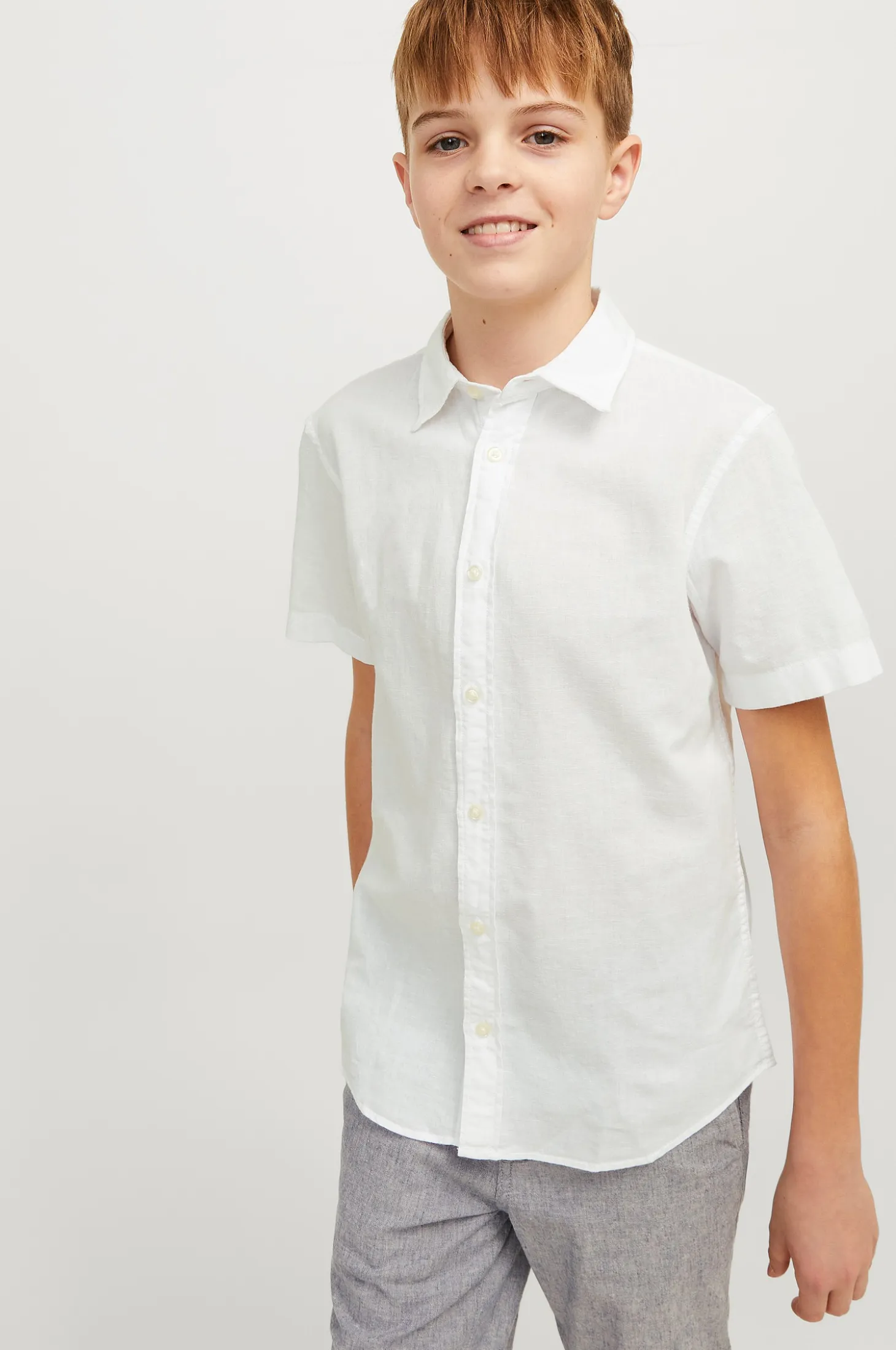Paita jjeLinen Blend Shirt SS SN Jnr