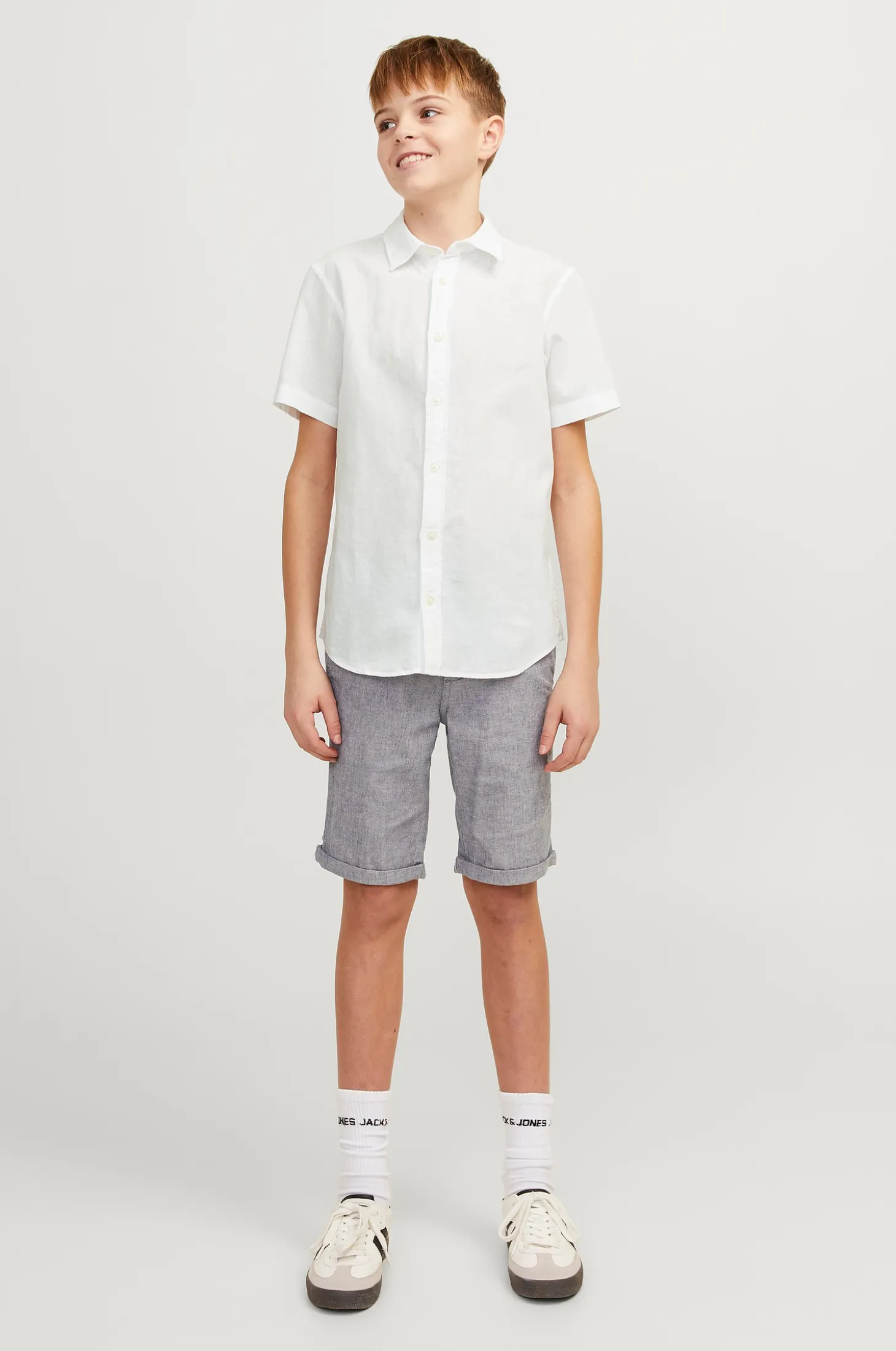 Paita jjeLinen Blend Shirt SS SN Jnr