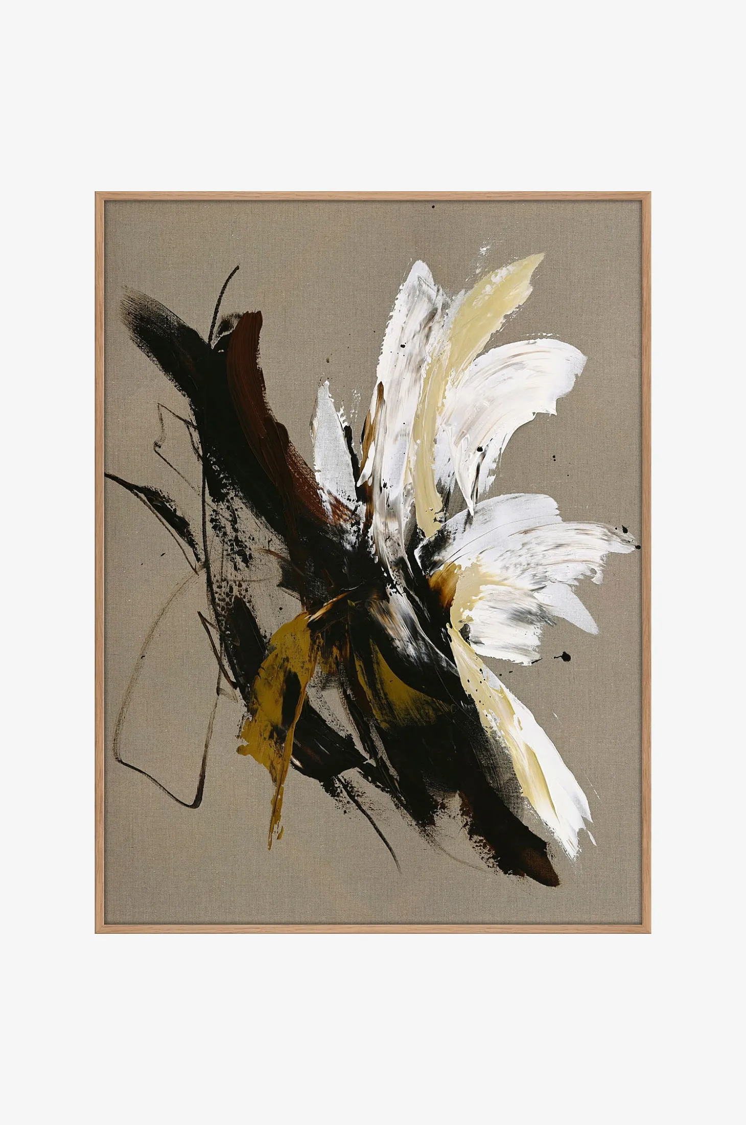 Pellavamaalaus / Explosive / 90x120 Cm / tammikehys