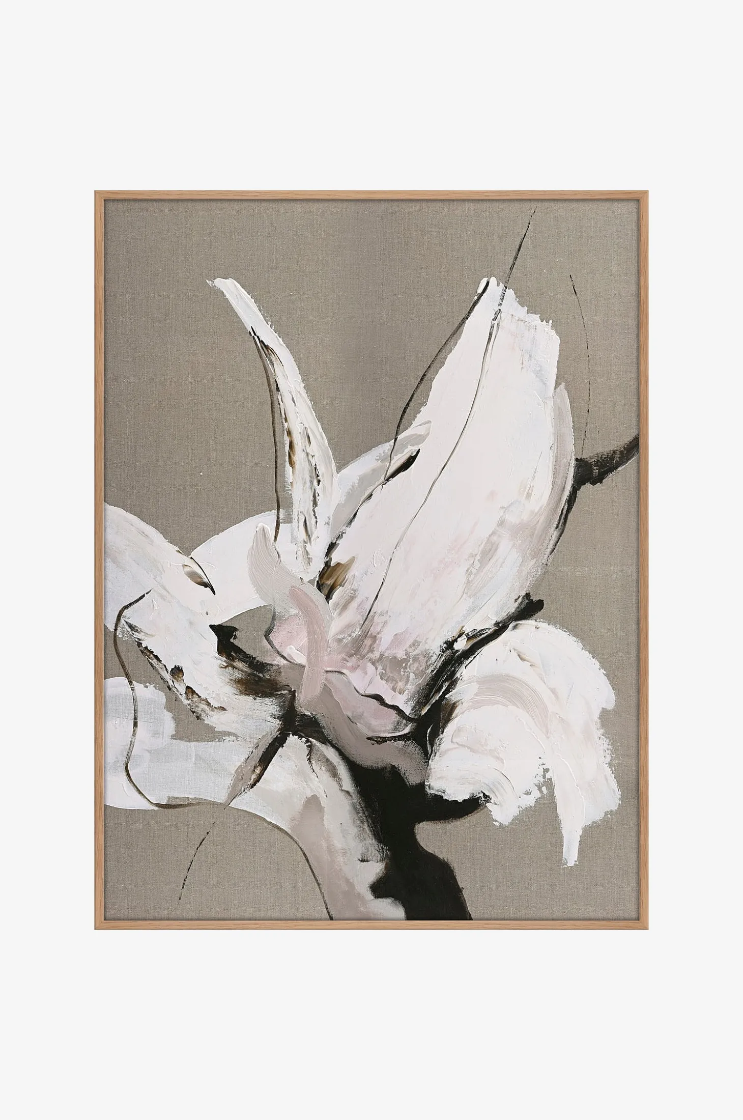 Pellavamaalaus / Madaire / 90x120 Cm / tammikehys