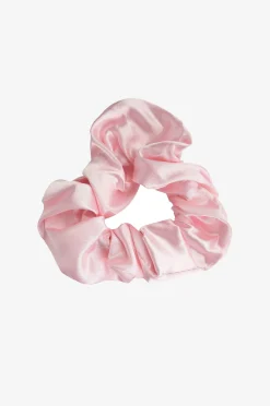 Pink & White Satin Scrunchies 3 Pcs