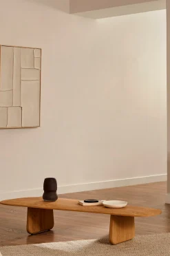 Pirita-sohvapöytä massiivitammesta, luonnonvärinen, 146 x 56,5 cm