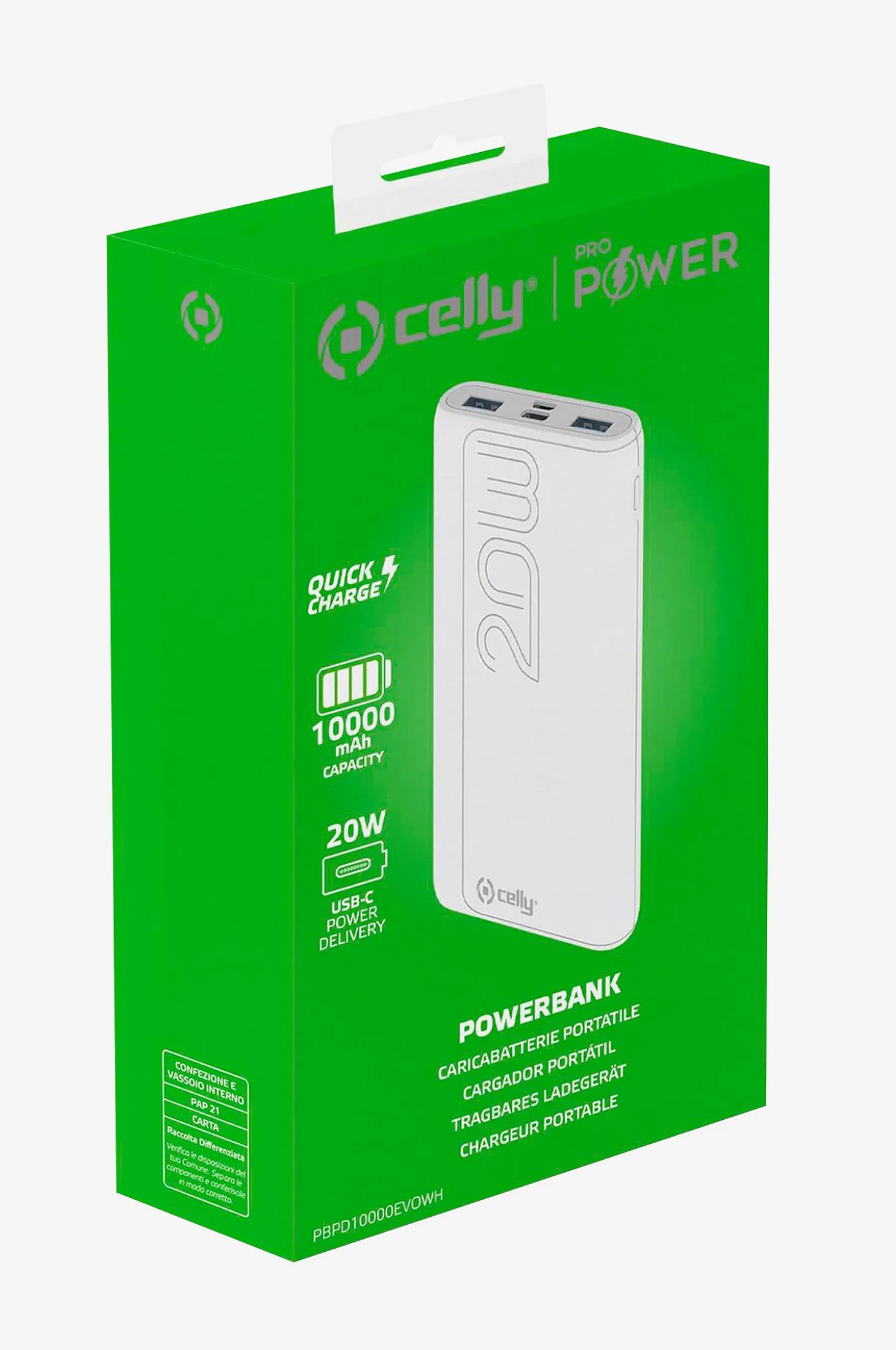 PowerBank PD 20 W 10 000 mAh - valkoinen