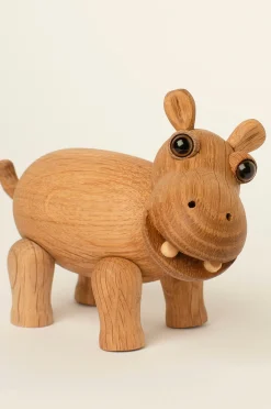 Puinen koriste Flora Hippo 11 cm