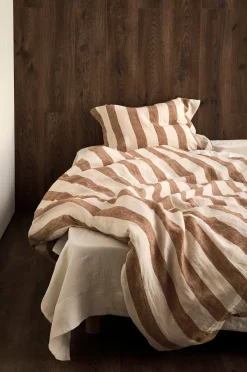 Pussilakanasetti Candice Block Stripe pestyä pellavaa, 2 osaa
