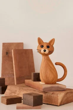 Puukoriste kissa Brave, 24 cm, tammea