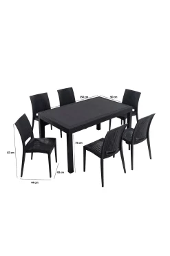 Puutarhapöytä ja tuolit setti (7 kpl) Kayra