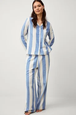 Pyjamahousut Valerie Block Stripe puuvillaflanellia