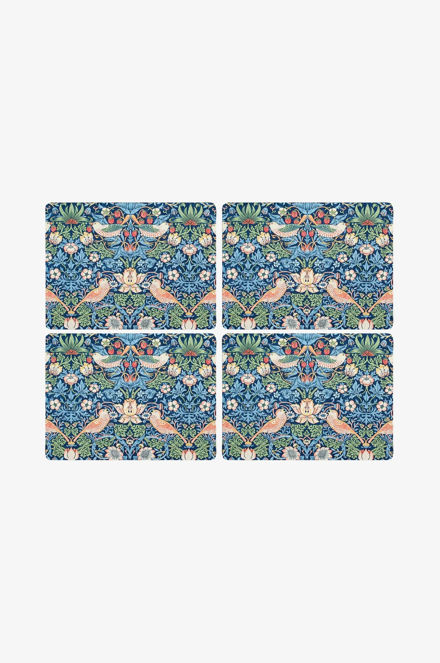 Pöytätabletit Morris & Co Strawberry Thief Blue, 4/pakk.
