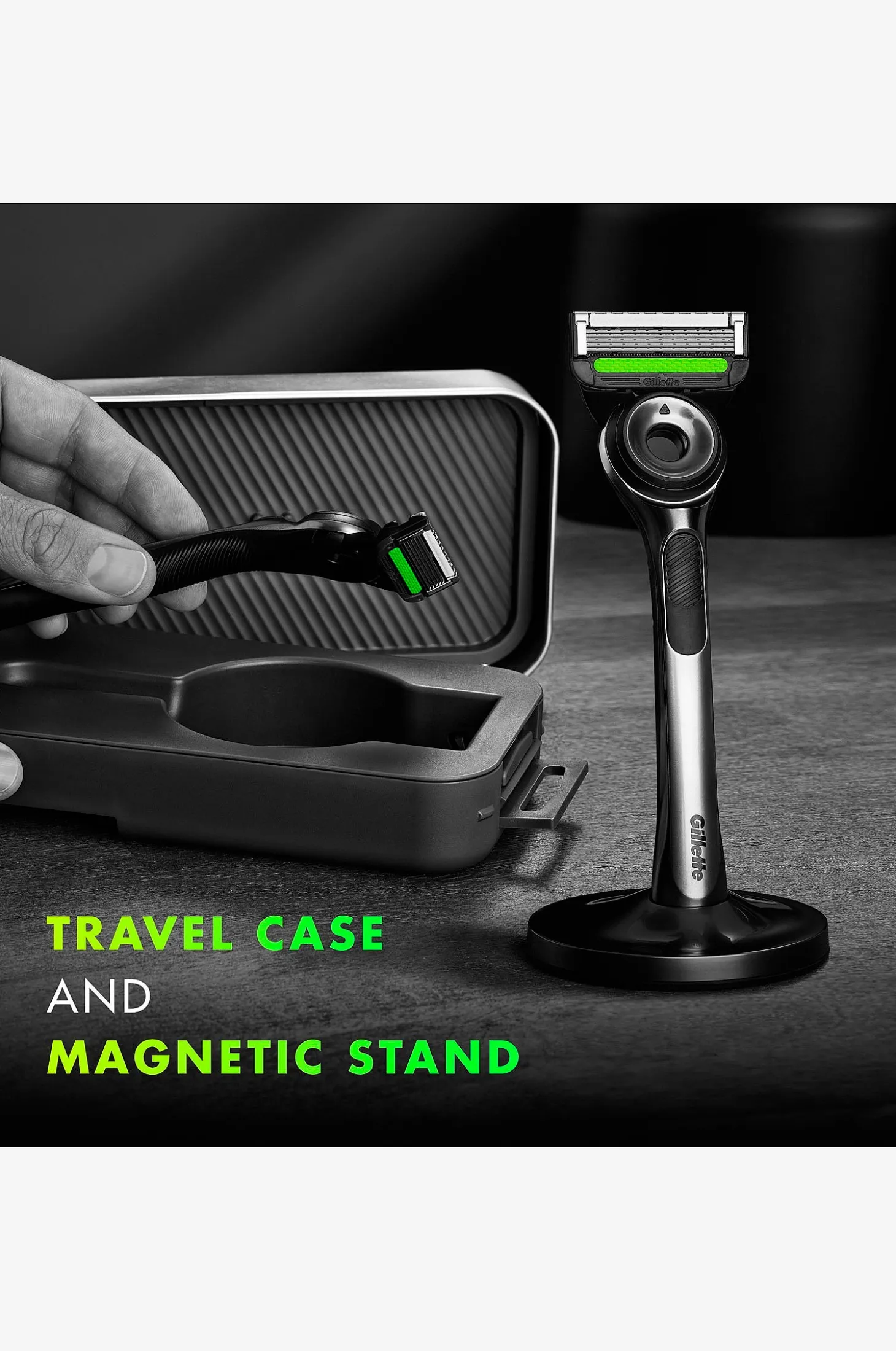 Razor Labs magneettijalustan, matkalaukun ja 5 partaterän kanssa