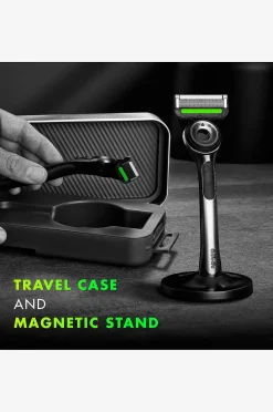 Razor Labs magneettijalustan, matkalaukun ja 2 partaterän kanssa