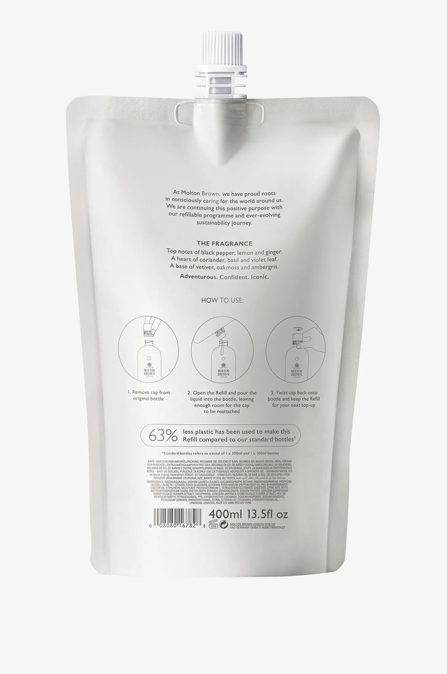 Re-Charge Black Pepper Bath & Shower Gel Refill 400 Ml
