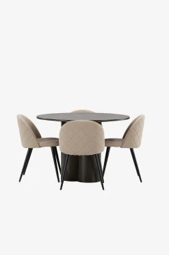 Ruokailuryhmä Olivia ja tuolit Velvet, 4 kpl
