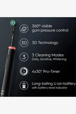 Sähköhammasharja Pro3 Black + Extra Refill + TC