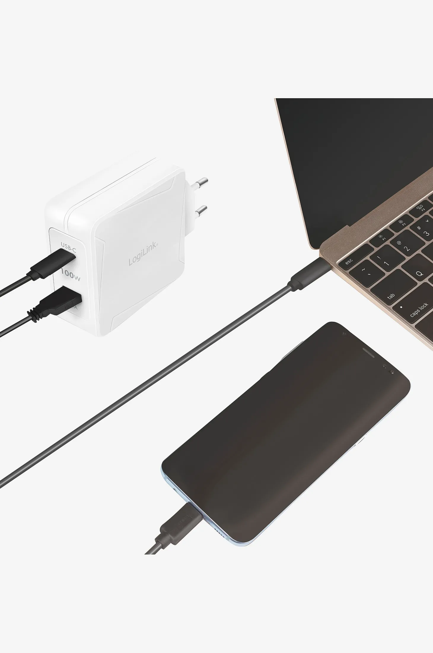 USB-laturi 1 x USB-C PD 1 x USB-A 100 W